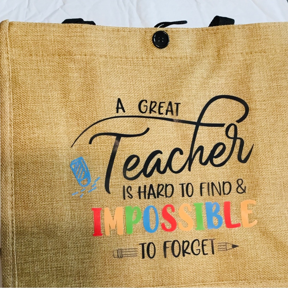 Teacher Appreciation Jute Tote Bag NWT